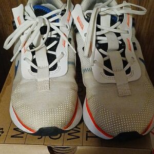 White and Blue Athletic Sneakers